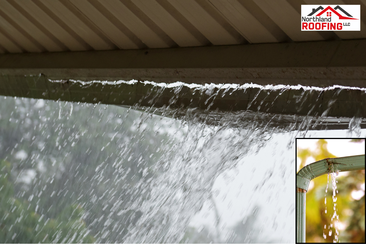 Damaged Gutter needing Repair by Northland Roofing